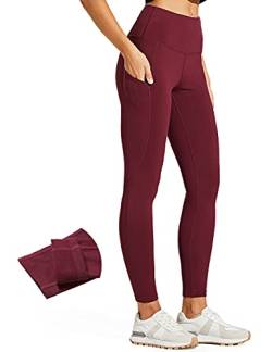 ZUTY Thermo Leggings Damen Gefüttert Leggings Winter High Waist Blickdicht Strumpfhose Mit Fleece Warm Burgund XL von ZUTY