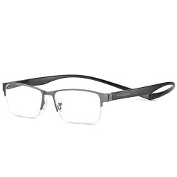 ZUVGEES Metall Magnetische Blaulichtfilter Lesebrille für Herren und Damen Lightweight Anti-blaue Computerbrille (Grau, 4.00) von ZUVGEES