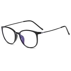 ZUVGEES Mode Runden TR90 Blaulichtfilter Lesebrille für Herren und Damen mit Federscharnier Lightweight Anti-blaue Computerbrille(Schwarz,000) von ZUVGEES