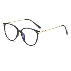 ZUVGEES Mode Runden TR90 Blaulichtfilter Lesebrille für Herren und Damen mit Federscharnier Lightweight Anti-blaue Computerbrille (Helles Schwarz, 0.0) von ZUVGEES