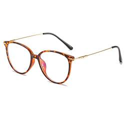 ZUVGEES Mode Runden TR90 Blaulichtfilter Lesebrille für Herren und Damen mit Federscharnier Lightweight Anti-blaue Computerbrille (Leopard, 0.0) von ZUVGEES