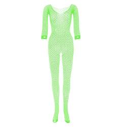 ZUYPSK Damen Netz Body Ouvert Catsuit Transparent Bodystocking Ganzkörperanzug Overall mit Fischnetz Strumpfhose Offener Schritt (Einheitsgröße, Grün) von ZUYPSK