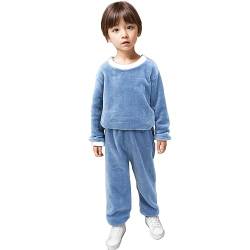 ZUYPSK Kinder Pullover Hose Set Flauschige Schlafanzug Pyjama Mädchen Jungen Zweiteiler Winter Warm Hauskleidung Anzug Kapuze von ZUYPSK