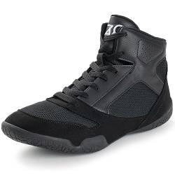 ZVC Wrestling Schuhe Männer Boxen Schuhe für Kampf Schuhe Powerlifting Bodybuilding Stiefel Schuhe, Schwarz, 44.5 EU von ZVC