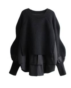 ZVJV Damen Strickpullover mit Rundhalsausschnitt und Langen Ärmeln Lässiger Pullover Sweater von ZVJV