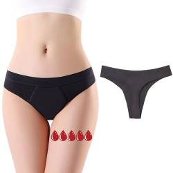 ZVZK Perioden Unterwäsche Thongs Damen 20ML Starke Strömungsabsorption Menstruation Unterhosen Strings Tangas (L 1schwarz) von ZVZK