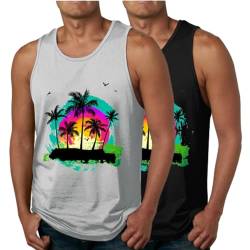 2er Pack Tank Top Herren Hawaii Hemd Gym Bodybuilding Shirts Herren Sommer Sport Ärmelloses T-Shirt Fitness Unterhemd Atmungsaktive Achselshirts Muskelshirts Trainingsshirt von ZWDC