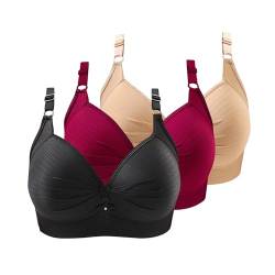 ZWDC 3er Pack BH Damen Ohne Buegel Vollschalen Bequem Guter Halt Große Brüste Wirefree Bra Super Push Up BH Gegen Hängebrust Brüste Klassische BHS Minimizer Bra von ZWDC