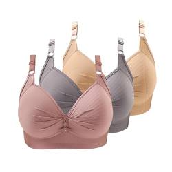 ZWDC 3er Pack BH Damen Ohne Buegel Vollschalen Bequem Guter Halt Große Brüste Wirefree Bra Super Push Up BH Gegen Hängebrust Brüste Klassische BHS Minimizer Bra von ZWDC