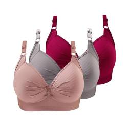 ZWDC 3er Pack BH Damen Ohne Buegel Vollschalen Bequem Guter Halt Große Brüste Wirefree Bra Super Push Up BH Gegen Hängebrust Brüste Klassische BHS Minimizer Bra von ZWDC