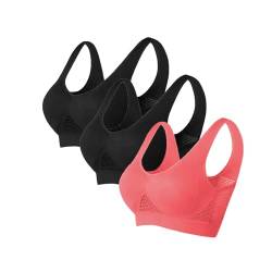 ZWDC 3er Pack Womens Strech Ohne Buegel Push up Yoga Sports BH Bra Top Set Fuer Fitnesstraining Polsterung Damen Seamless Sport BH mit Merfarben Wohlfühl-BH von ZWDC