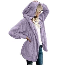 ZWDC Angebote,Damen Hoodie Jacke Oversize Mantel Winter Plüschjacke Langarm Wintermantel Warm Cardigan Kapuzenpullover Sweatshirt mit Kapuze Strickjacke Kapuzenjacke Winterjacke von ZWDC