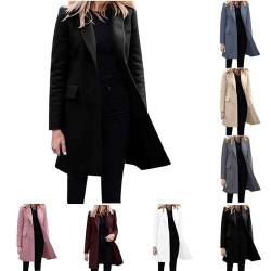 ZWDC Angebote des Tages Heute Damen,Damen Elegant Langarm Blazer Sakko Übergangsjacke Single Breasted Einfarbig Slim Fit Revers Geschäft Büro Jacke Kurz Mantel Anzüge Bolero mit Tasche XS-4XL von ZWDC