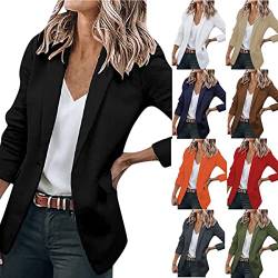 ZWDC Blazer Damen Langarm Lässige Gemütlich Mit Taschen Karierte Reverskragen Karierter Für Damen Strickjacke Blazer Mantel Langärmeliger Cardigan-Blazer mit Taschen XS-5XL von ZWDC