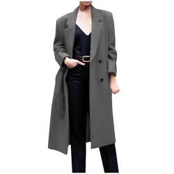 ZWDC Damen Mantel Trenchcoat,Elegant Umlegekragen Wollmantel Longsleeve Große Größen Winddichter Lang Winter Einfarbige Wintermantel Verstellbare Herbst Damenmantel Übergangsmantel von ZWDC