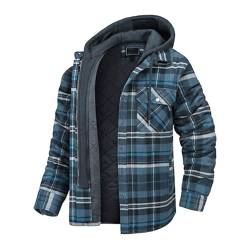 ZWDC Herren Gefüttert Winterjacke Warm Kariertes Hemd Fleece Baumwolle Holzfällerhemd Thermo Plaid Kapuzenhemd Lässige Outdoor Kariertes Hemd Freizeitjacken Herrenjacken mit Vielen Taschen von ZWDC