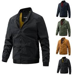 ZWDC Herren Herbst und Winter Reißverschluss Langärmelige Stehkragen Jacke, Herren Übergangsjacke Regenjacke Herren, Bomberjacke Herren Jacke von ZWDC