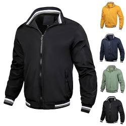 ZWDC Herren Übergangsjacke Regenjacke Herren, Herren Herbst und Winter Reißverschluss Langärmelige Stehkragen Jacke Bomberjacke Herren Jacke von ZWDC