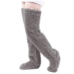 ZWDC Kniestrümpfe Damen Overknee Strümpfe Lange Plüsch Warm Leg Warmers Home Socks Einfarbig Strümpfe Kniewärmer Floor Socks Kompressionsstrümpfe Winter Überknie Socken für Damen von ZWDC