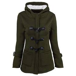 black fridayFrauen Kuh Horn Knopf Mantel Frauen verdickte Kapuzenjacke Baumwolle Mantel Winterjacke Damen Mantel Kaputze Fleece Warmhalten Coat Bomber Outdoor Bergklettern Sweat Knöpfe Longsleeve von ZWDC