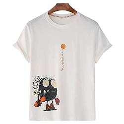 Lässige T-Shirts für Herren Herren-Baumwollkarton-Muster mit Rundhalsausschnitt, Kurzarm, lässige T-Shirts für den Sommer (Farbe : Weiß, Size : XL) von ZWEBY