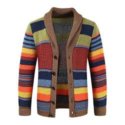ZWEBY Strickjacke Herren Herren Pullover Herbst und Winter Revers Bunte Strickpullover Jacke Sweatjacke (Farbe : rot, Size : XL) von ZWEBY
