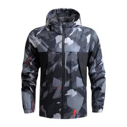 ZWENDE Leichte Jacke Herren Schnelltrocknend Hoodie Herren Atmungsaktives Laufjacke Kapuzenjacke Outdoor Sport Trainingsjacke Herren Mit Reißverschluss B-Black1 XL von ZWENDE