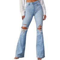 ZWY Destroyed-Jeans Damen-Schlaghosen mit zerrissenen Jeans und hoher Taille Klassische und stilvolle Pendlerjeans von ZWY