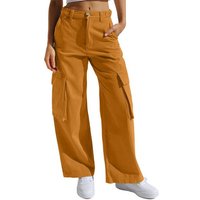 ZWY Gerade Jeans Workerjeans, Straight-Jeans Damen Hoher Taille Jeanshosen (1-tlg) Wide Leg Schlaghose Baggy Cargo Pants(16-tlg) von ZWY
