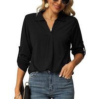 ZWY Hemdbluse Damen Bluse, V-Ausschnitt, Top, elegante Tunika-Oberteile von ZWY
