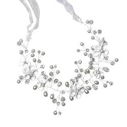 1 Stück Braut-Tiara, Haarschmuck für die Hochzeit, Blumenmuster, Kristall-Silber-Tiara, geeignet für Hochzeitstag, einzigartiger romantischer Look von ZWZNBL