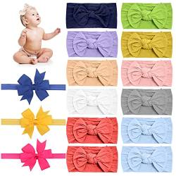 ZWZNBL 15 Schleifen-Stirnbänder, Haarbänder (12 Schleifen-Stirnbänder und 3 Schwalbenschwanz-Stirnbänder) für Säuglinge, Neugeborene und Kinder von ZWZNBL
