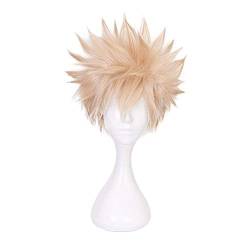 Cos Comic My Hero College Baku Kurze Flachs Goldene Haare Katsuki Kleidung Rolle Rolle Hitzebeständig Die Bakugo Bakugou Perücke X5m8 Perücke,Cosplay Cosplay-Clip Bakugou-Patch, Perücke,gr von ZXCVWWE