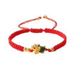 Handgefertigtes Glücksarmband, rote Schnur, chinesisches Jahr, Charm-Zubehör, Drachen-Anhänger, rotes Seil, verstellbares Armband, chinesischer Stil, Piyao-Perlen, chinesisches Armbandseil, von ZXCVWWE