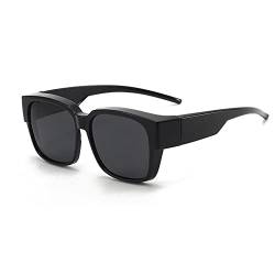 ZXCVWWE Sonnenbrille für Brillen, polarisiert, übergroß, quadratisch, zum Reiten, Autofahren, Schwarz, UV400-Schutz, Ein von ZXCVWWE