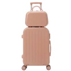 ZXHNB Trolley-Koffer Einfacher Koffer for Damen, Multifunktionaler Trolley-Koffer, Universalräder, Weiblicher Koffer, Passwortbox-Koffer Reisekoffer (Color : Pink, Size : A) von ZXHNB