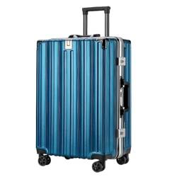 ZXHNB Trolley-Koffer Koffer Aluminiumlegierung Sitzkoffer Koffer Männer Und Frauen Schloss Trolley-Koffer Modischer Boarding-Koffer Reisekoffer (Color : Blue, Size : A) von ZXHNB