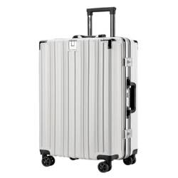 ZXHNB Trolley-Koffer Koffer Aluminiumlegierung Sitzkoffer Koffer Männer Und Frauen Schloss Trolley-Koffer Modischer Boarding-Koffer Reisekoffer (Color : White, Size : A) von ZXHNB