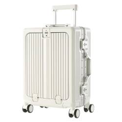 ZXHNB Trolley-Koffer Modischer Koffer Mit Frontöffnung, Damen-Trolley, Studenten-Boarding-Koffer, Universelles Rad, Passwort-Box Reisekoffer (Color : White, Size : A) von ZXHNB