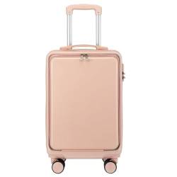 ZXHNB Trolley-Koffer Modischer Trolley-Koffer Mit Frontöffnung, Koffer Mit Seitlicher Öffnung, Spinner-Unterkunftskoffer for Damen Reisekoffer (Color : Pink, Size : A) von ZXHNB