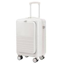 ZXHNB Trolley-Koffer Modischer Trolley-Koffer Mit Frontöffnung, Koffer Mit Seitlicher Öffnung, Spinner-Unterkunftskoffer for Damen Reisekoffer (Color : White, Size : B) von ZXHNB