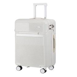 ZXHNB Trolley-Koffer Multifunktionaler Handgepäckkoffer Mit Frontlader, Leichter Trolley, Lederkoffer, Reisekoffer Reisekoffer (Color : White, Size : A) von ZXHNB