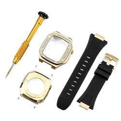 ZXZZNO Diamant-Modifikationsset für Apple Watch Armband 44 mm, 5, 6, 7, 8, Edelstahl-Gummiband und Metallgehäuse, für Apple Watch Armband 45 mm, 41 mm, 41 mm, Achat von ZXZZNO