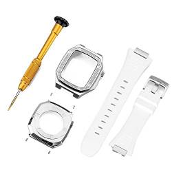 ZXZZNO Diamant-Modifikationsset für Apple Watch Armband 44 mm, 5, 6, 7, 8, Edelstahl-Gummiband und Metallgehäuse, für Apple Watch Armband 45 mm, 41 mm, 45 mm, Achat von ZXZZNO