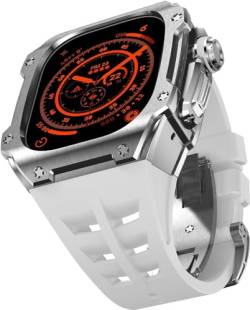 ZXZZNO Edelstahl-Uhrengehäuse, Fluorkautschuk, für Apple Watch Serie Ultra 2, 49 mm, Ersatzzubehör, RM-Stil, Metalllünette, Uhrengehäuse, Modifikationssets, For ultra 2, Achat von ZXZZNO