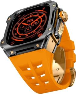 ZXZZNO Edelstahl-Uhrengehäuse, Fluorkautschuk, für Apple Watch Serie Ultra 2, 49 mm, Ersatzzubehör, RM-Stil, Metalllünette, Uhrengehäuse, Modifikationssets, For ultra 2, Achat von ZXZZNO