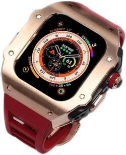 ZXZZNO Luxuriöses Edelstahl-Uhrengehäuse, 44 mm, 45 mm, 49 mm, Fluorkautschuk-Uhrenarmband, für Apple Watch Serie 8, 7, 6, SE, 5, 4, Metalllünette, Sportarmband, Ersatzzubehör, 45 mm, Achat von ZXZZNO