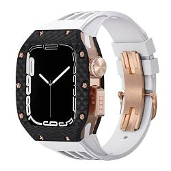 ZXZZNO Luxuriöses Uhrenarmband, Mod-Kit, Karbonfaser-Einfassung, Gummiband, für Apple Watch 8, 7, 6, 5, 4, SE, 44 mm, 45 mm, Ersatz-Serie, 44MM, Achat von ZXZZNO