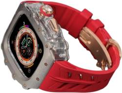 ZXZZNO Robustes RM-Titan-Uhrengehäuse, Gummiband, für Apple Watch Ultra 2, 49 mm, 45 mm, 44 mm, Herren-Sportuhrenarmband, klare Lünette, Edelstahl-Gehäuse, für iWatch 9/8/7/6/5/4/SE Zubehör, 49 mm, von ZXZZNO