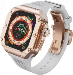 ZXZZNO Titan-Metall-Uhrengehäuse, Gummiband, Mod-Kit, für Apple Watch Serie Ultra 2, 49 mm, Ersatzzubehör, für Herren und Damen, im RM-Stil, 49 mm, Achat von ZXZZNO